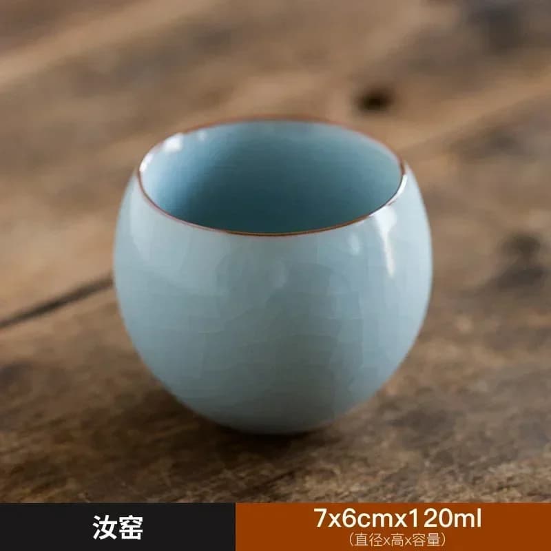 Chinese tea cup Fu Kung tea set Ru single Kiln sample cup Tea owner cup gift box set group 120ml
