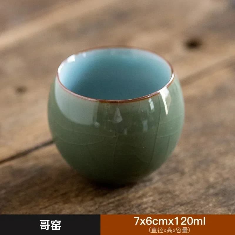 Chinese tea cup Fu Kung tea set Ru single Kiln sample cup Tea owner cup gift box set group 120ml