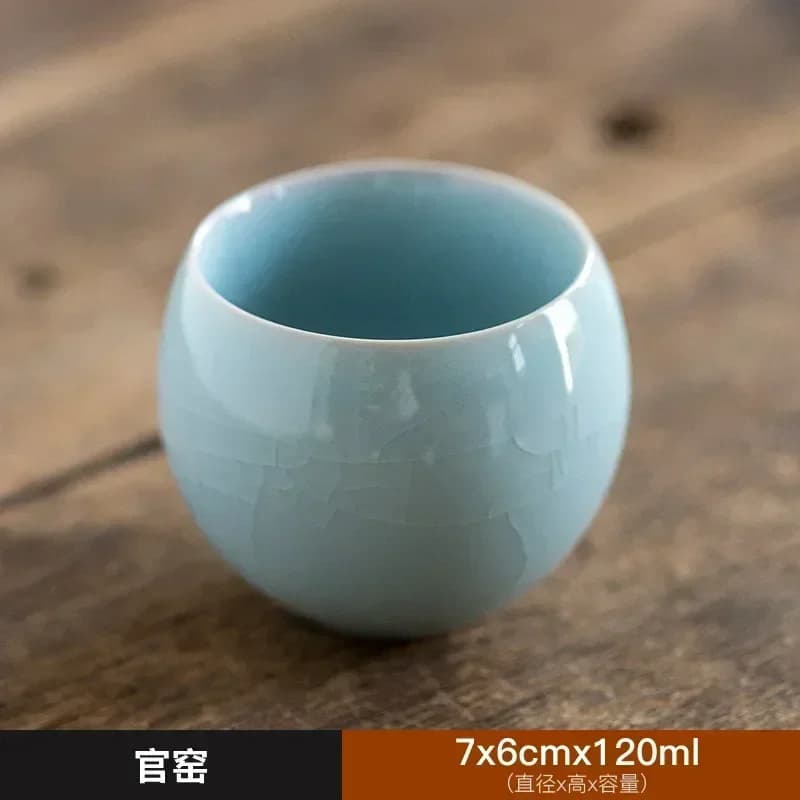 Chinese tea cup Fu Kung tea set Ru single Kiln sample cup Tea owner cup gift box set group 120ml